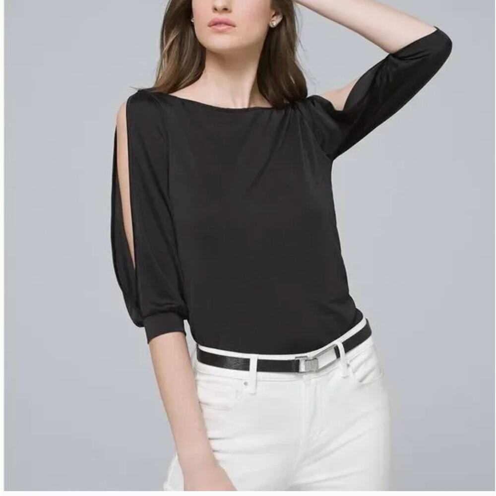 White House Black Market Black Blouse